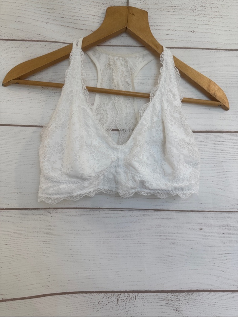 Felina White Lace Racerback Bralette - Women Intimates Medium